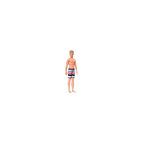 Barbie Ken Beach Doll Wearing Striped Swimsuit, for Kids 3 to 7 Years Old