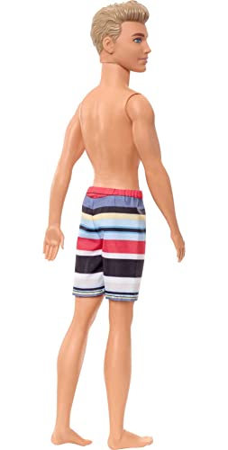 Barbie Ken Beach Doll Wearing Striped Swimsuit, for Kids 3 to 7 Years Old