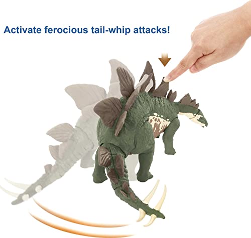 Jurassic World Camp Cretaceous Mega Destroyers Stegosaurus Dinosaur Action Figure, Toy Gift with Movable Joints, Attack and Breakout Feature