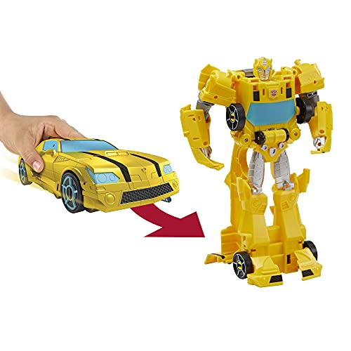 Hasbro Transformers Toys Bumblebee Cyberverse Adventures Dinobots Unite Roll N’ Change Bumblebee Push-to-Convert Action Figure, 6 and Up, 10-inch F2730