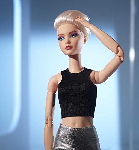 Barbie Signature Barbie Looks Doll (Original, Blonde Pixie Cut) Fully Posable Fashion Doll Wearing Black Crop Top & Metallic Skirt, Gift for Collectors