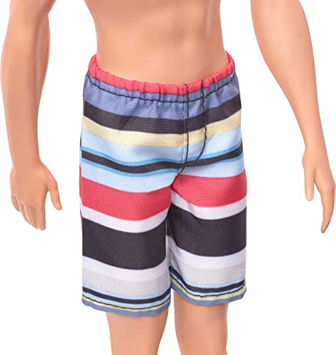 Barbie Ken Beach Doll Wearing Striped Swimsuit, for Kids 3 to 7 Years Old