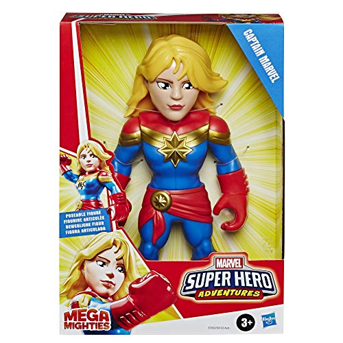 Playskool Heroes Mega Mighties Marvel Super Hero Adventures Captain Marvel, Collectible 10-Inch Action Figure, Toys for Kids Ages 3 and Up