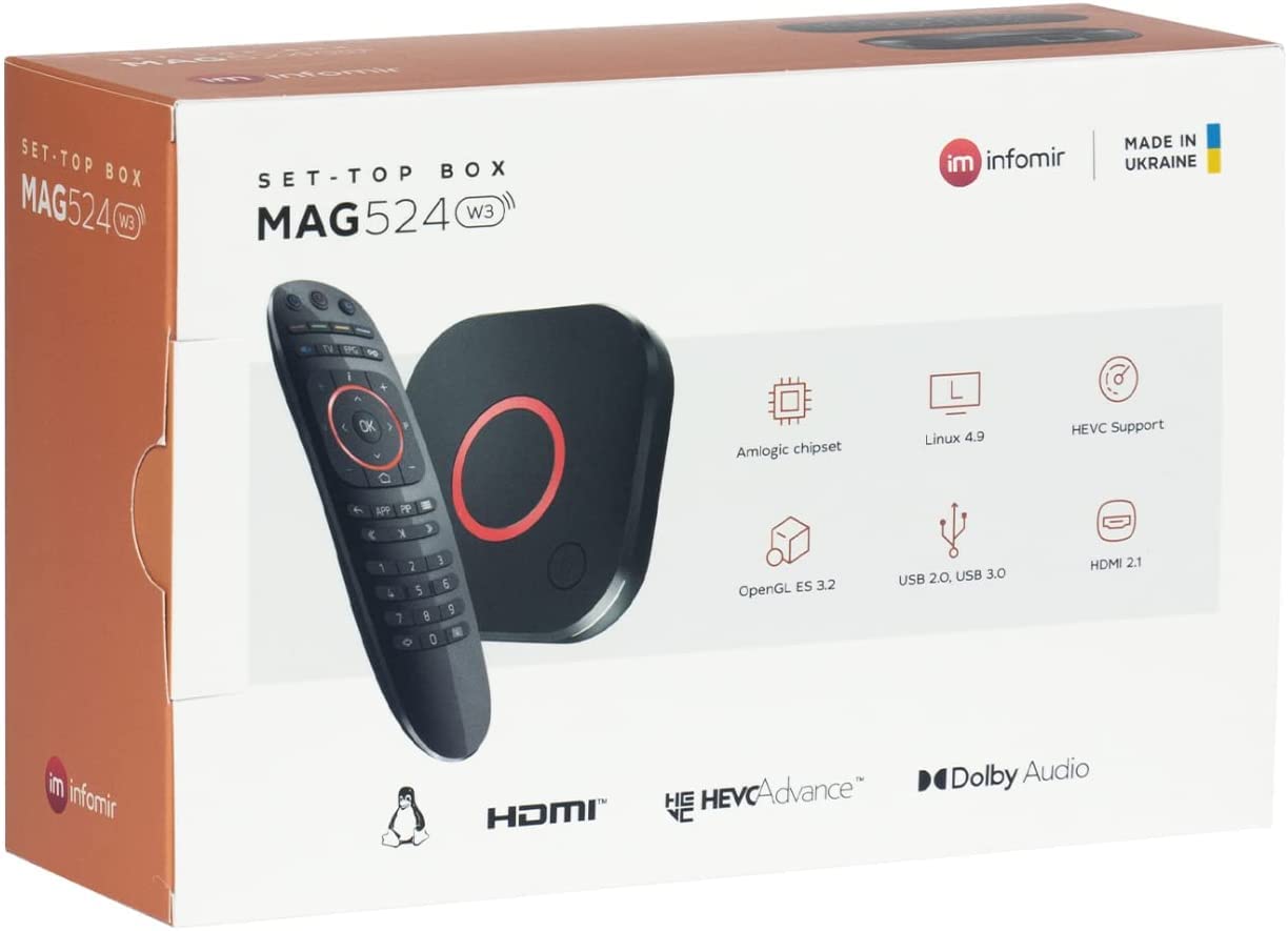 Genuine Mag 524W3 4K , Built-in Dual Band 2.4G/5G WiFi, Free Remote Control,HDMI Cable and US Plug - Mag524W3 - Mag 524 W3 - Replacement for 324w2 and 424W3