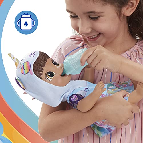 Baby Alive Tinycorns Doll, Panda Unicorn, Accessories, Drinks, Wets, Brown Hair Toy for Kids Ages 3 Years and Up