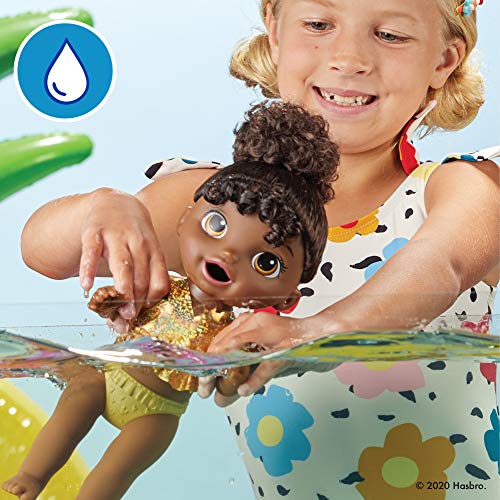 Baby Alive Sunshine Snacks Doll, Eats and Poops, Summer-Themed Waterplay Baby Doll, Ice Pop Mold, Toy for Kids Ages 3 and Up, Black Hair