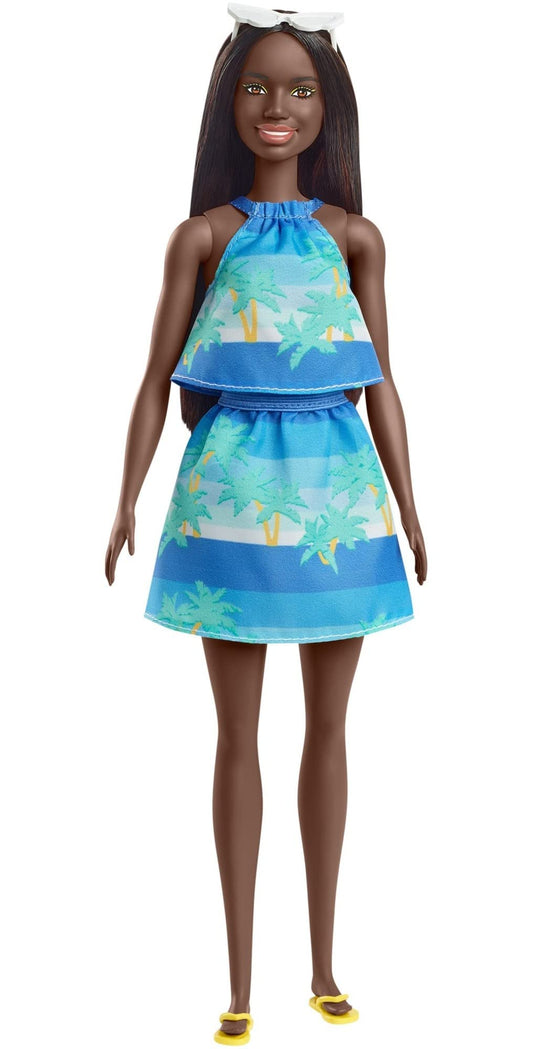 Barbie Loves The Ocean Beach-Themed Doll (11.5-inch Brunette), Made from Recycled Plastics, Wearing Fashion & Accessories, Gift for 3 to 7 Year Olds