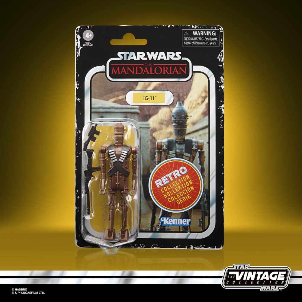 Star Wars Retro Collection IG-11 Toy 3.75-Inch-Scale The Mandalorian Collectible Action Figure with Accessories, Toys for Kids Ages 4 and Up