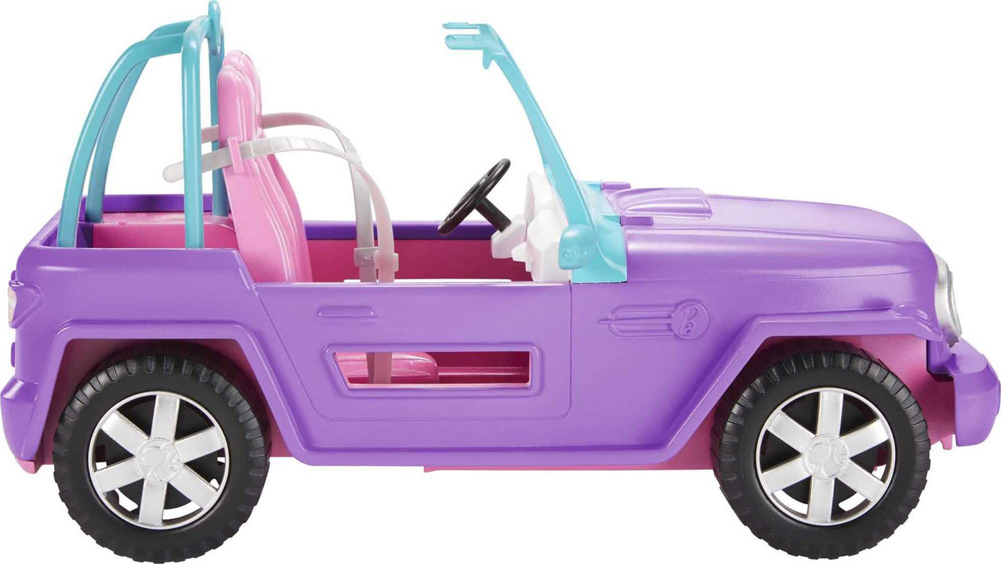 Barbie Off-Road Vehicle, Purple with Pink Seats and Rolling Wheels, 2 Seats, Gift for 3 to 7 Year Olds