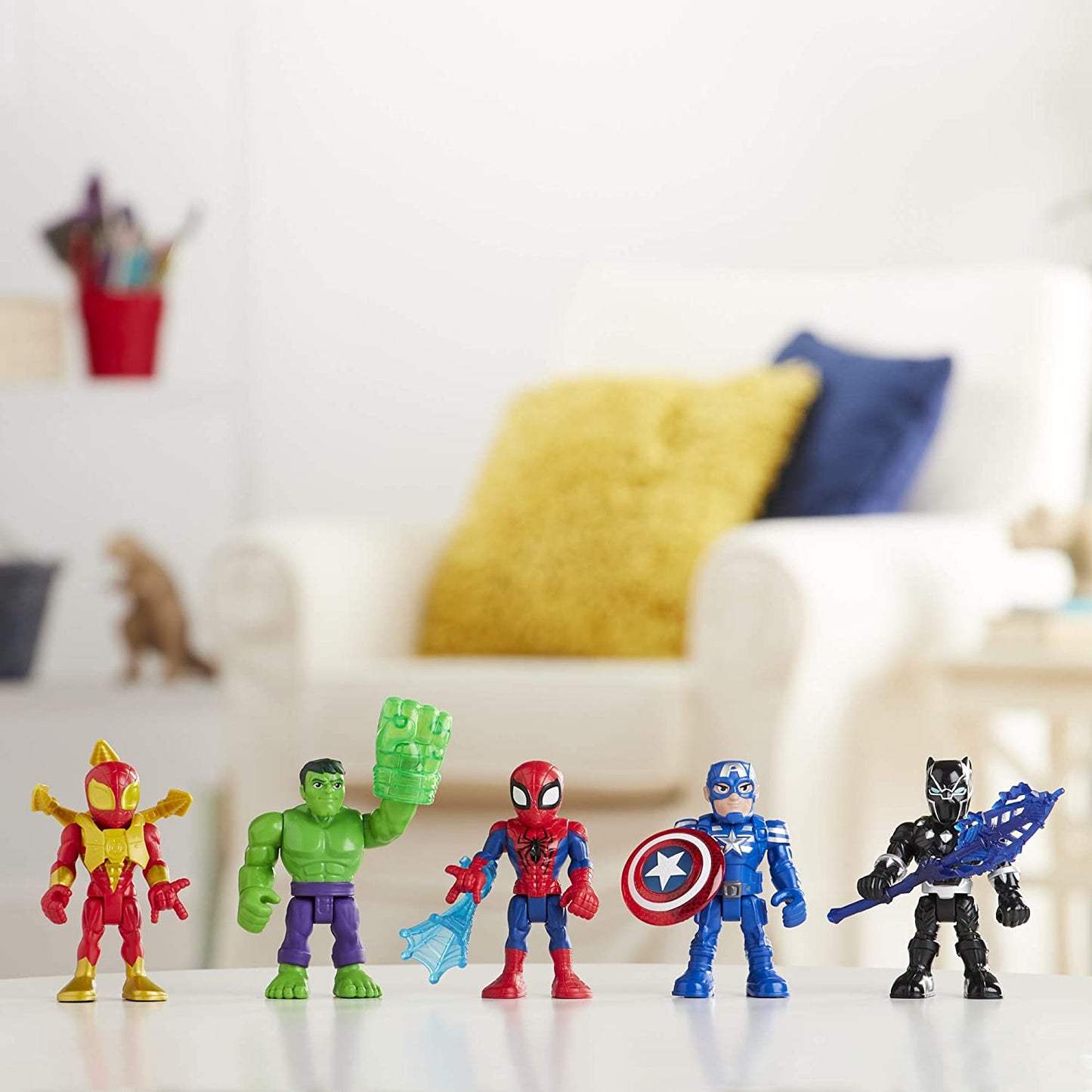 Playskool Heroes Marvel Super Hero Adventures 5-Inch Action Figure 5-Pack, Includes Captain America, Spider-Man, 5 Accessories, Ages 3 and Up