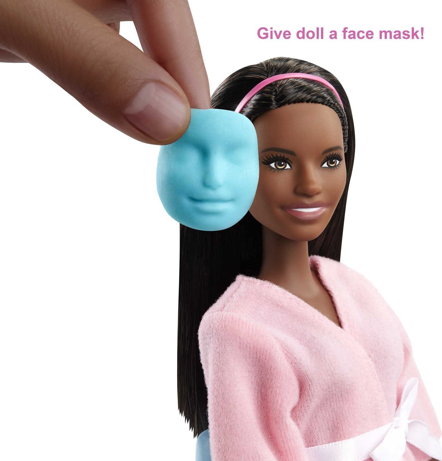 Barbie Face Mask Spa Day Playset with Brunette Barbie Doll, Puppy, Toy Spa Station with 4 Molds, 3 Tubs of Barbie Dough & 10+ Accessories to Create & Remove Face Blemishes on Doll & Puppy