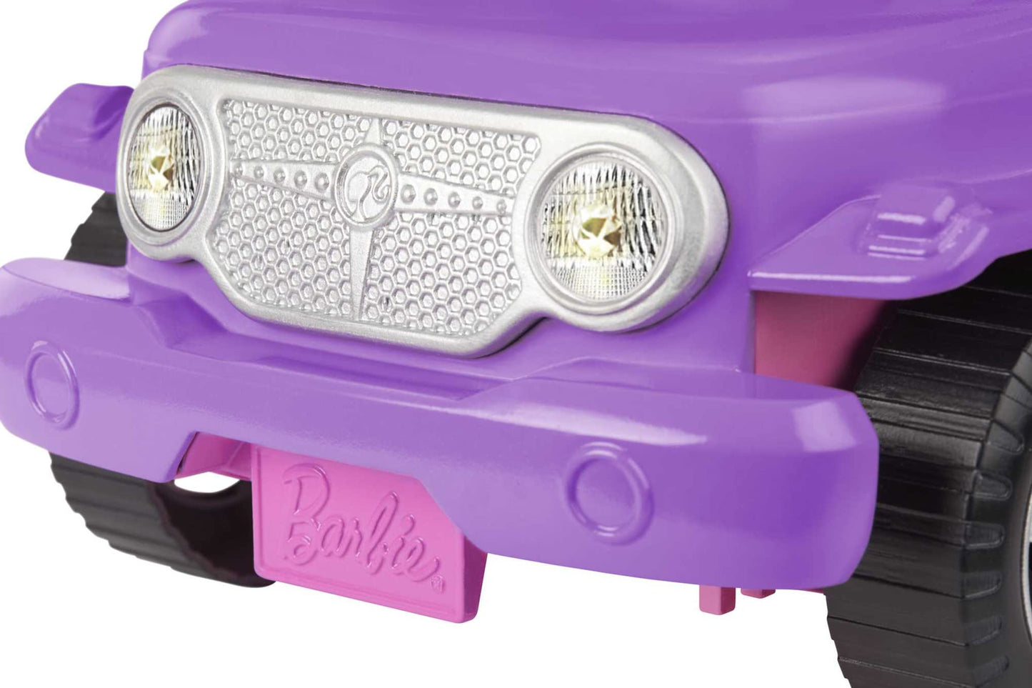 Barbie Off-Road Vehicle, Purple with Pink Seats and Rolling Wheels, 2 Seats, Gift for 3 to 7 Year Olds