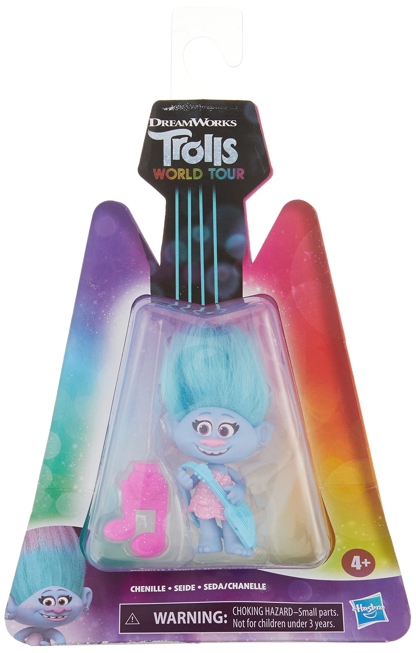 Hasbro DreamWorks Trolls World Tour Chenille, Collectible Doll with Guitar Accessory and Hair Clip, Toy Figure Inspired by The Movie Trolls World Tour