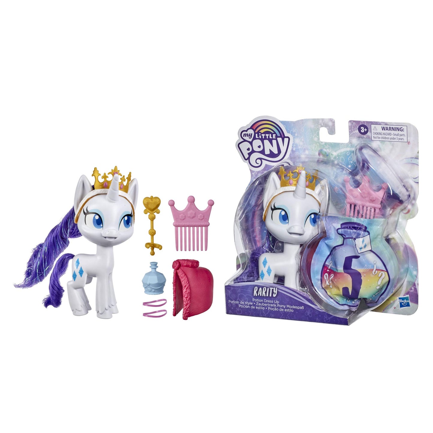 My Little Pony Rarity Potion Dress Up Figure -- 5-Inch White Pony Toy with Dress-Up Fashion Accessories, Brushable Hair and Comb