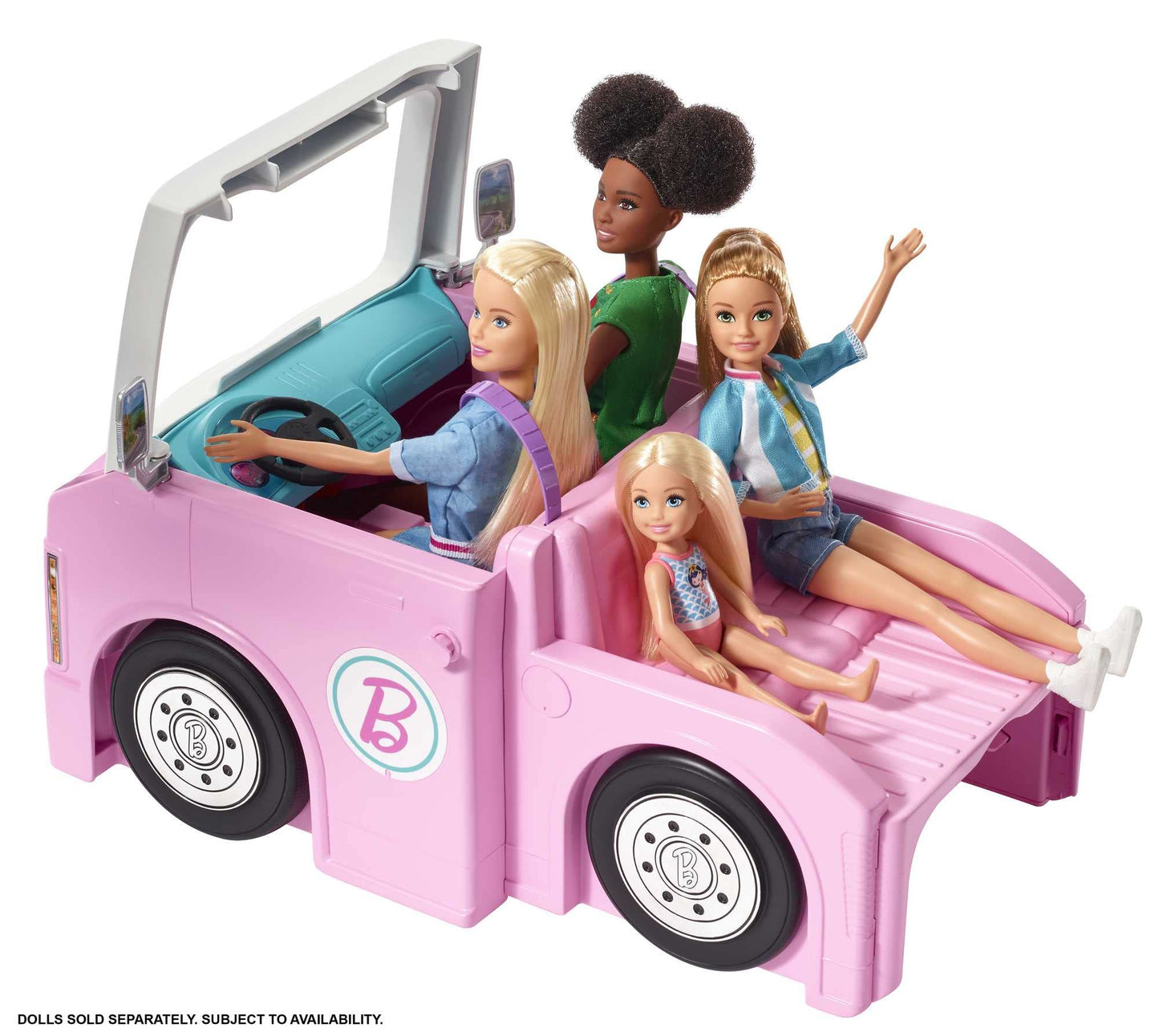 Barbie 3-in-1 DreamCamper Vehicle, approx. 3-ft, Transforming Camper with Pool, Truck, Boat and 50 Accessories, Makes a Great Gift for 3 to 7 Year Olds