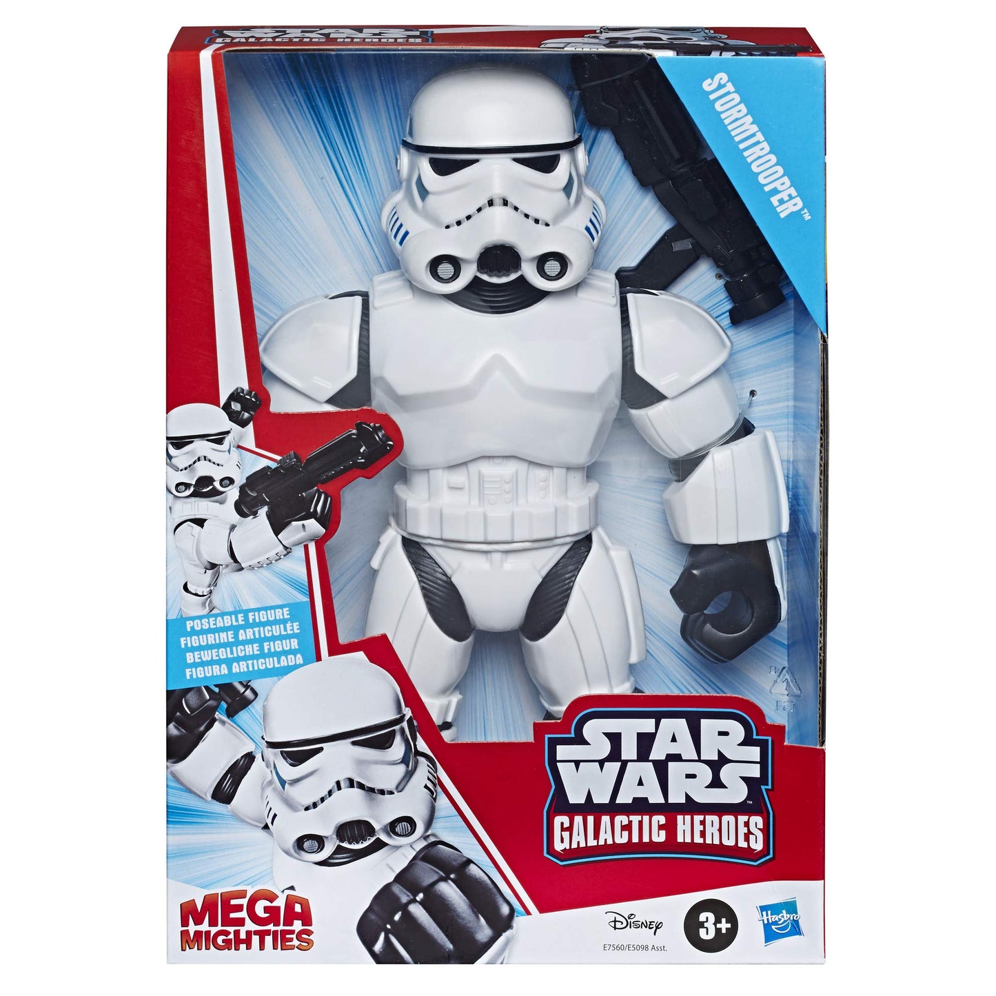 Star Wars Galactic Heroes Mega Mighties Stormtrooper 10-Inch Action Figure with Blaster Accessory, Toys for Kids Ages 3 and Up