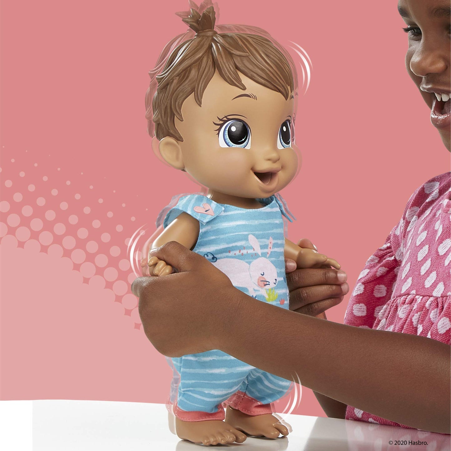 Baby Alive Baby Gotta Bounce Doll, Bunny Outfit, Bounces with 25+ SFX and Giggles, Drinks and Wets, Brown Hair Toy for Kids Ages 3 and Up