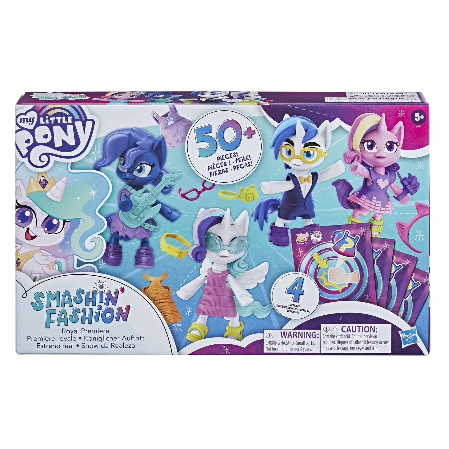 My Little Pony Smashin Fashion Royal Premiere Set -- 50 Pieces, 4 Poseable Figures with Fashion Accessories and Surprise Toy Unboxing