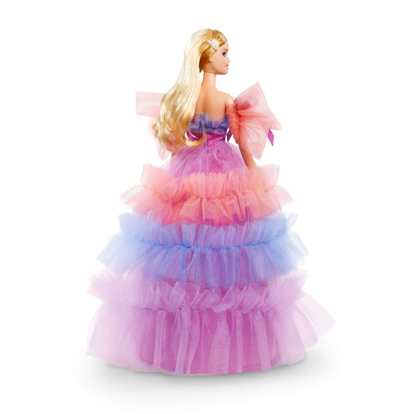 Barbie Birthday Wishes Doll (Blonde, 13-inch), Wearing Ruffled Gown, with Doll Stand and Certificate of Authenticity, Gift for 6 Year Olds and Up
