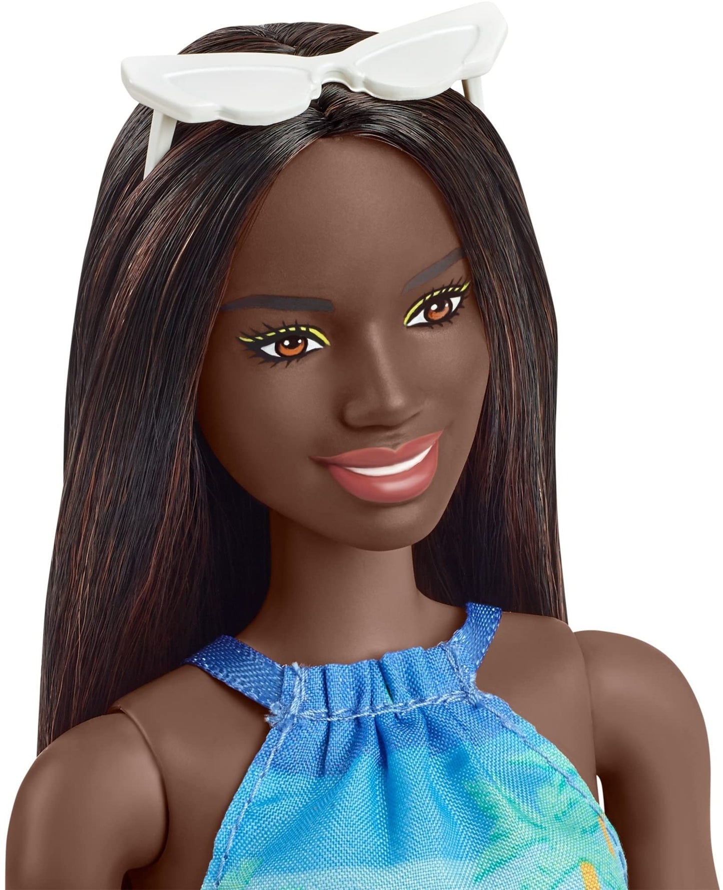 Barbie Loves The Ocean Beach-Themed Doll (11.5-inch Brunette), Made from Recycled Plastics, Wearing Fashion & Accessories, Gift for 3 to 7 Year Olds