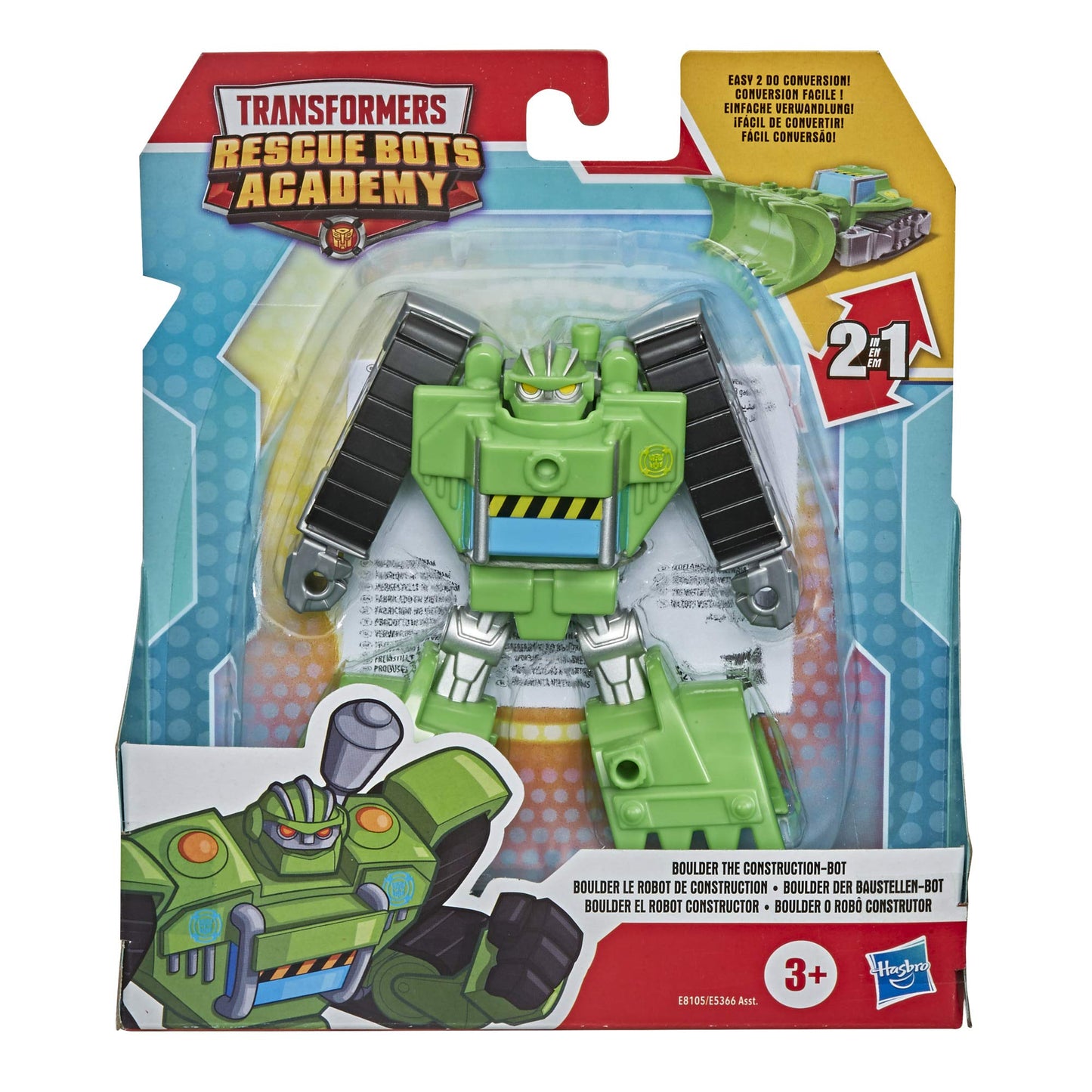 Playskool Heroes Transformers Rescue Bots Academy Boulder The Construction-Bot Converting Toy, 4.5-Inch Action Figure, Toys for Kids Ages 3 and Up