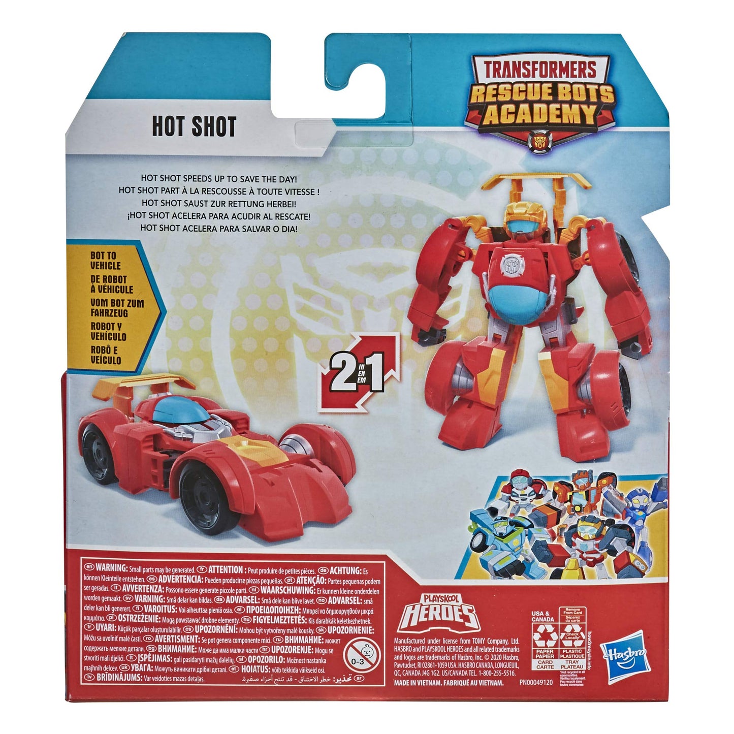 Playskool Heroes Transformers Rescue Bots Academy Hot Shot Converting Toy Robot, 4.5-Inch Collectible Action Figure Toy for Kids Ages 3 and Up