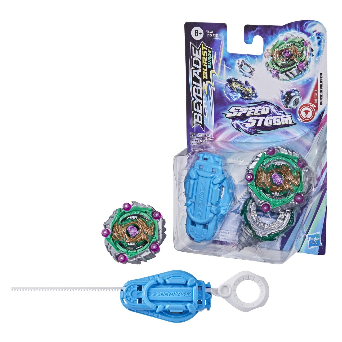 Beyblade Burst Surge Speedstorm Curse Devolos D6 Spinning Top Starter Pack ? Balance Type Battling Game Top with Launcher, Toy for Kids