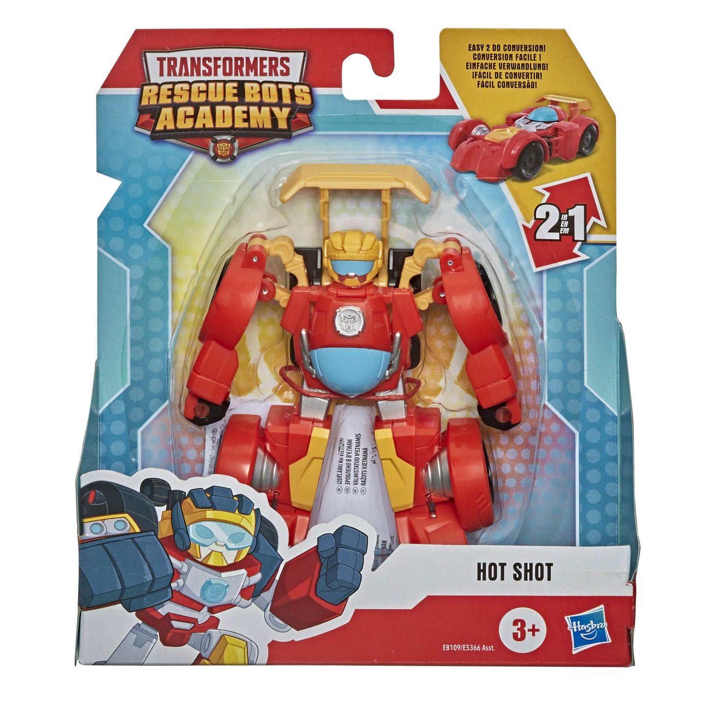 Playskool Heroes Transformers Rescue Bots Academy Hot Shot Converting Toy Robot, 4.5-Inch Collectible Action Figure Toy for Kids Ages 3 and Up