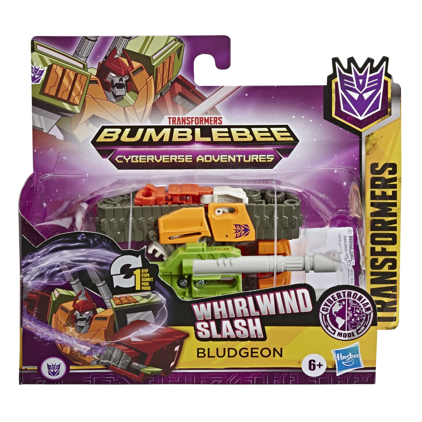 Hasbro Transformers Bumblebee Cyberverse Adventures Action Attackers: 1-Step Bludgeon Action Figure, Whirlwind Slash Action Attack Move, 4.25-inch, E7071AS00