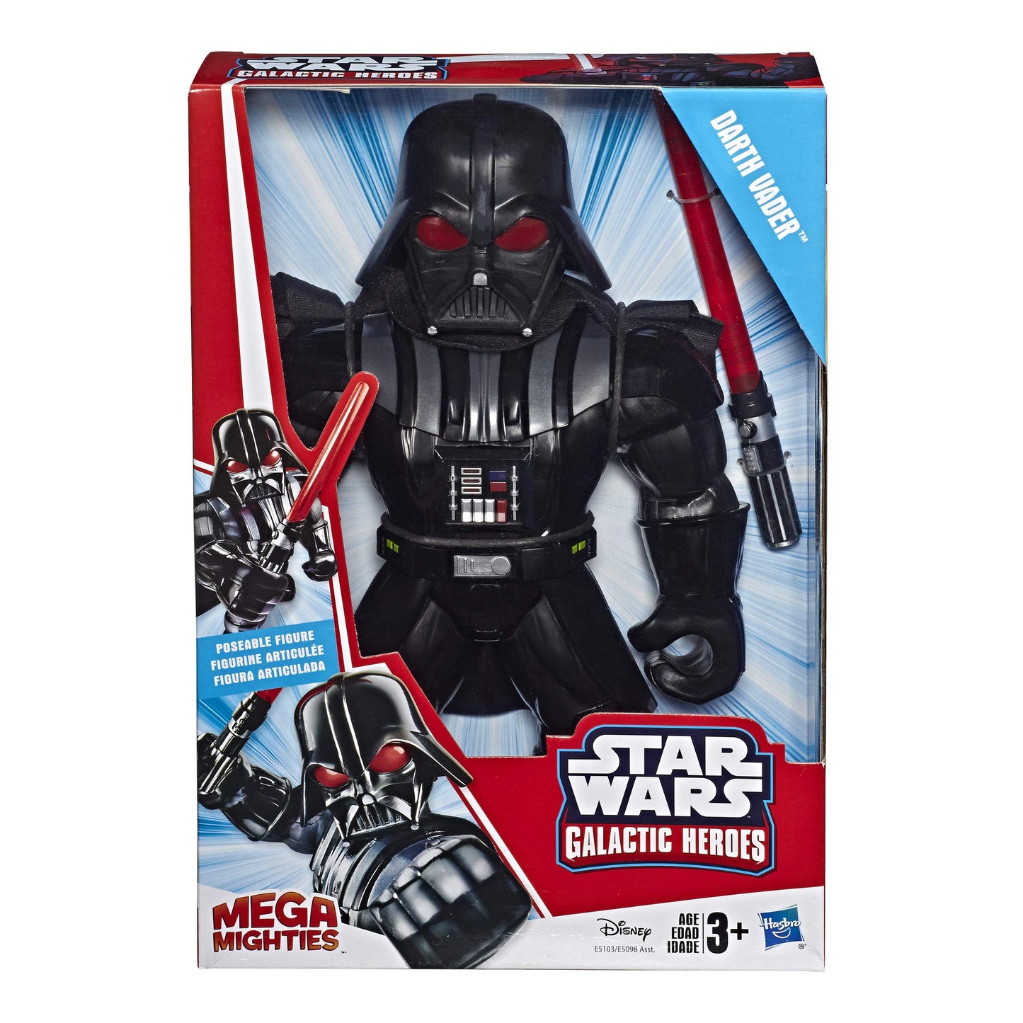 Star Wars Galactic Heroes Mega Mighties Darth Vader 10-Inch Action Figure with Lightsaber Accessory, Toys for Kids Ages 3 and Up