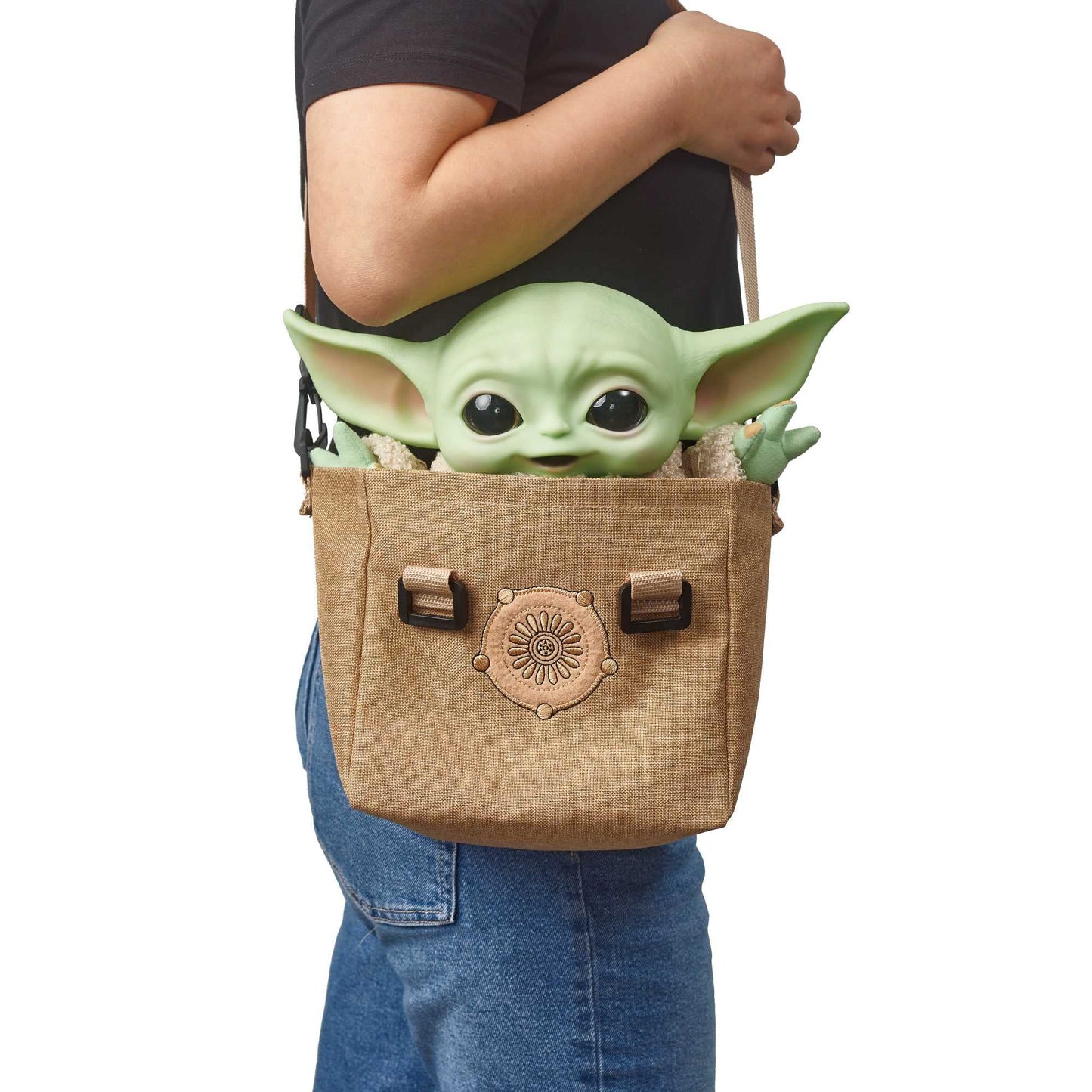 Star Wars The Child Plush Toy, 11-in Yoda Baby Figure from The Mandalorian, Collectible Stuffed Character with Carrying Satchel for Movie Fans Ages 3 and Older