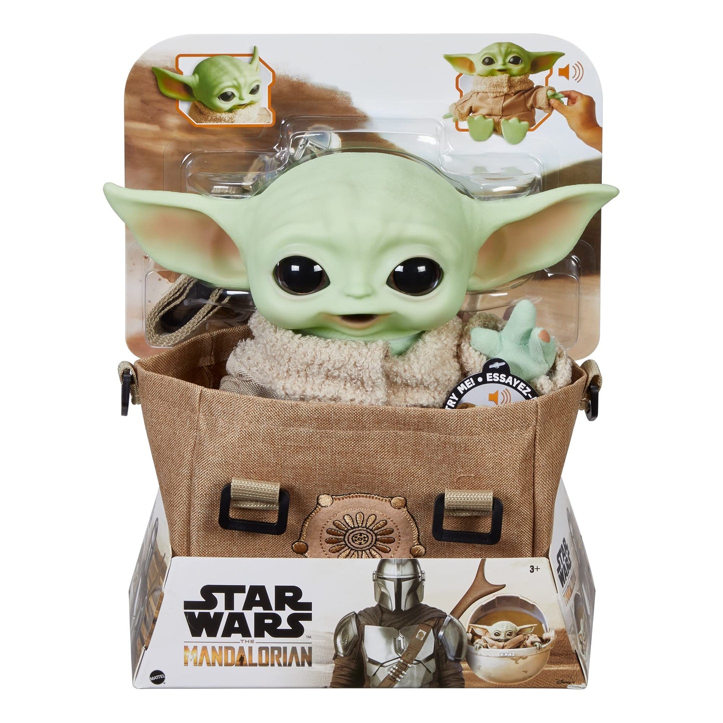 Star Wars The Child Plush Toy, 11-in Yoda Baby Figure from The Mandalorian, Collectible Stuffed Character with Carrying Satchel for Movie Fans Ages 3 and Older