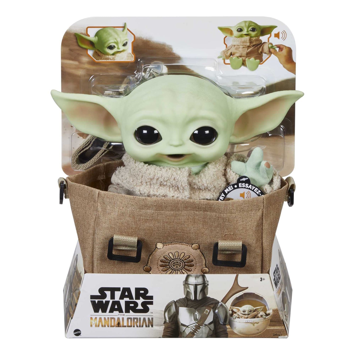 Star Wars The Child Plush Toy, 11-in Yoda Baby Figure from The Mandalorian, Collectible Stuffed Character with Carrying Satchel for Movie Fans Ages 3 and Older