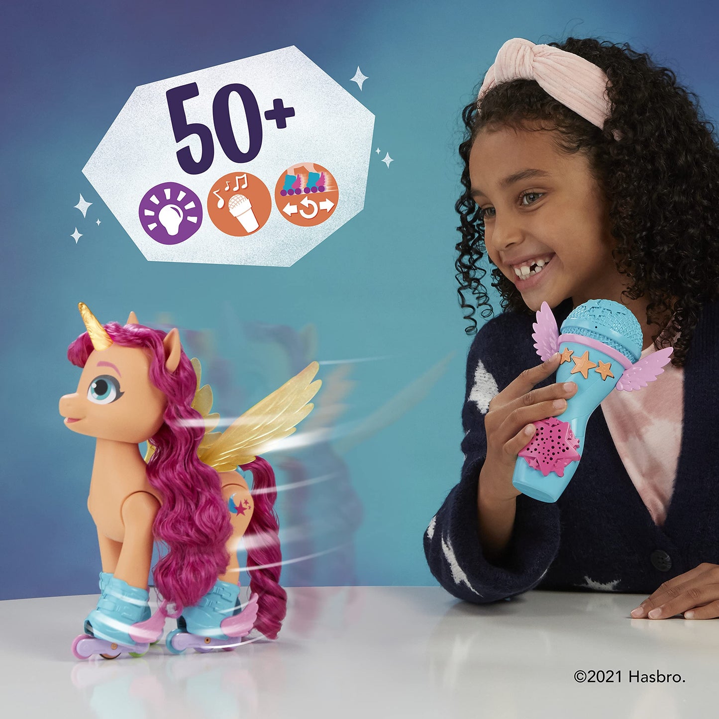 My Little Pony: A New Generation Movie Sing 'N Skate Sunny Starscout - Interactive 9-Inch Remote Control Toy with 50 Reactions, Lights