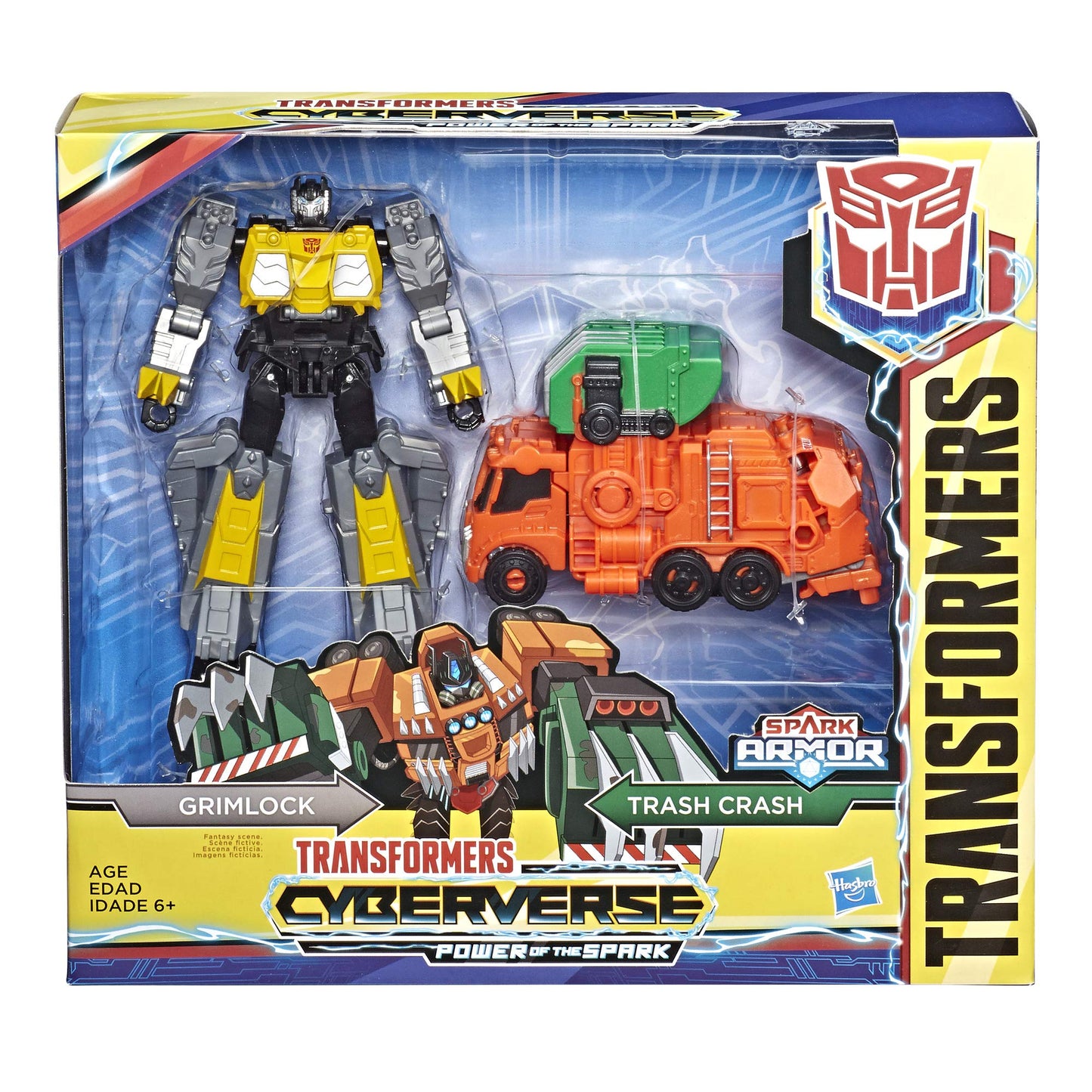 Transformers Toys Cyberverse Spark Armor Grimlock Action Figure - Combines with Trash Crash Spark Armor Vehicle to Power Up - for Kids Ages 6 and Up, 4-inch