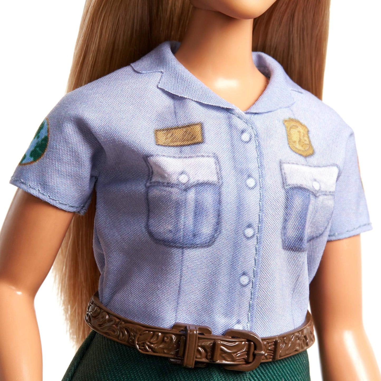 Barbie 12-in/30.40-cm Blonde Curvy Park Ranger Doll with Ranger Outfit Including Denim Shirt, Green Khaki Shorts, Brown Belt, Brown Boots & Straw Hat; for Ages 3 Years Old & Up