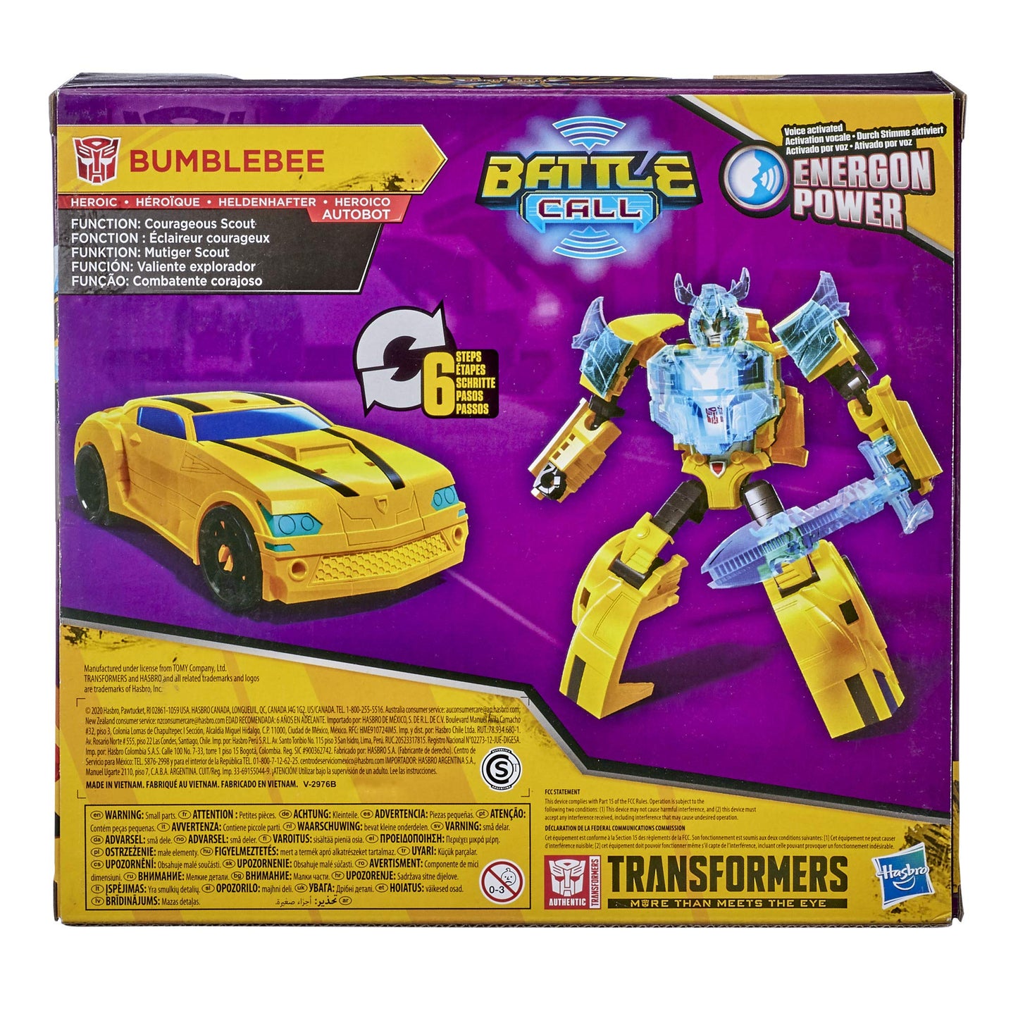 Transformers Bumblebee Cyberverse Adventures Battle Call Trooper Class Bumblebee, Voice Activated Energon Power Lights, Ages 6 and Up, 5.5-inch