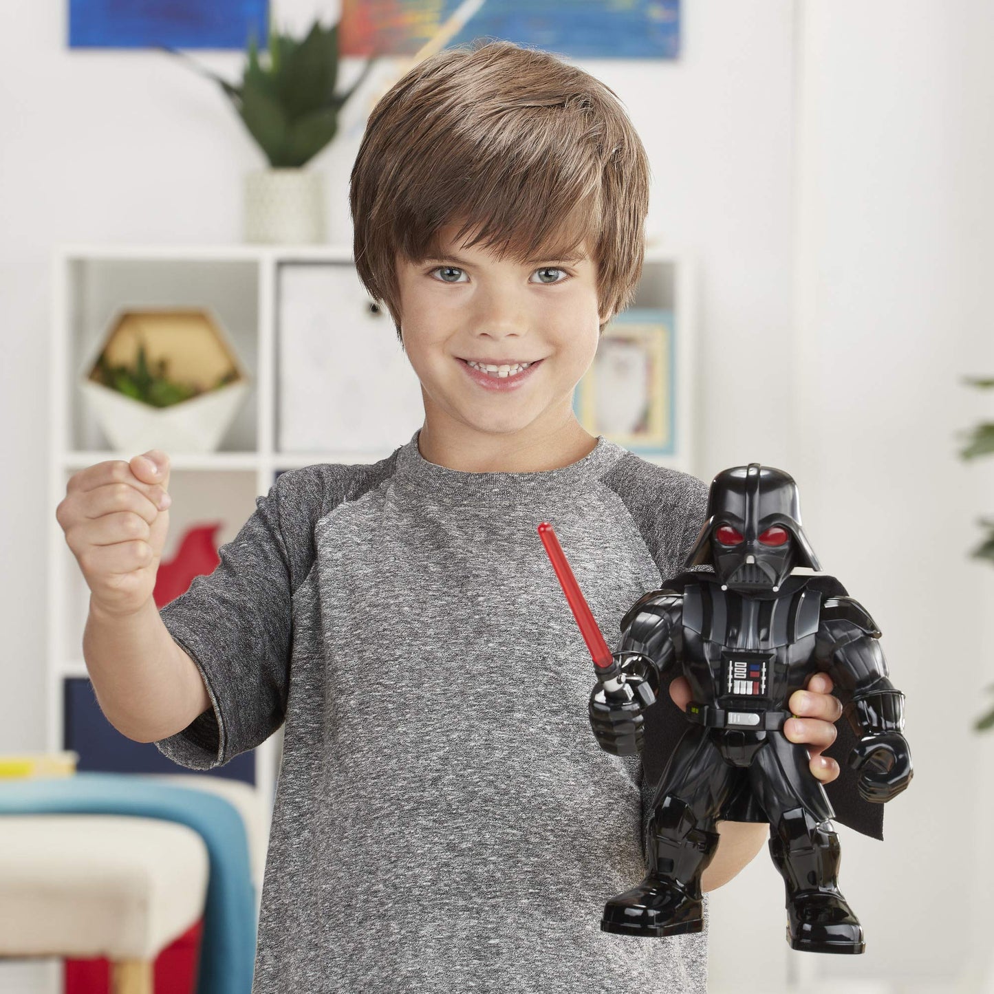 Star Wars Galactic Heroes Mega Mighties Darth Vader 10-Inch Action Figure with Lightsaber Accessory, Toys for Kids Ages 3 and Up