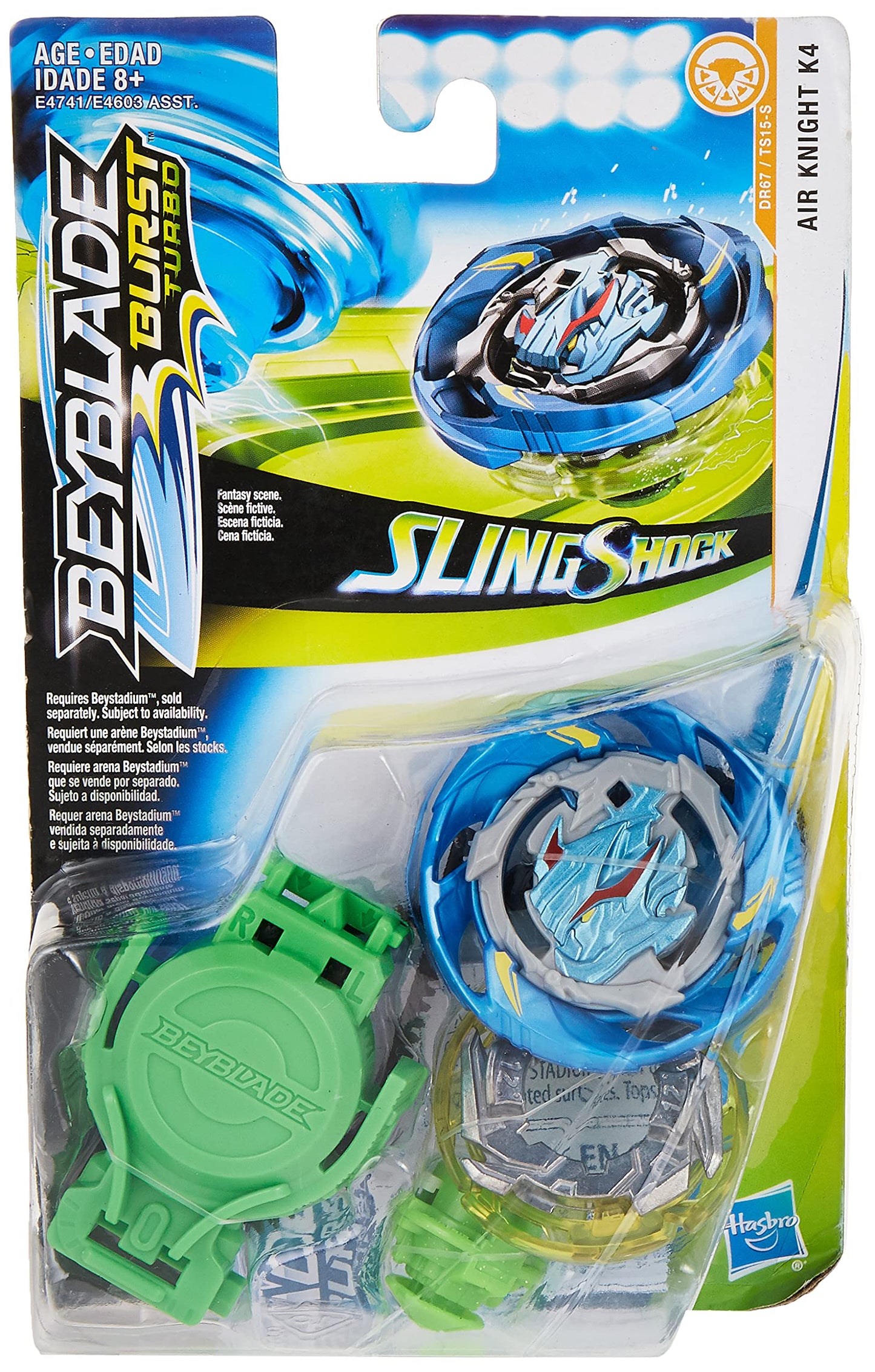 Beyblade Burst Turbo Slingshock Air Knight K4 Starter Pack -- Battling Top and Right/Left-Spin Launcher, Age 8+